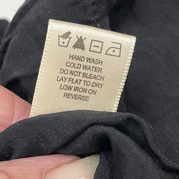 Thirty Thirty Y2K Top L‎ Black Milkmaid Cropped Puff Sleeve Smocked Coquette - Picture 7 of 9